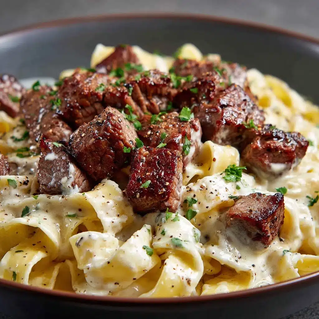 Garlic Butter Steak Bites with Creamy Parmesan Pasta Recipe