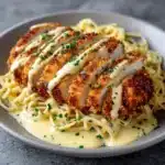 Parmesan Crusted Chicken with Creamy Garlic Sauce Recipe