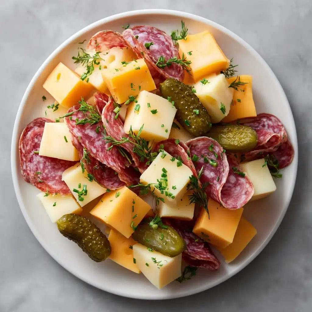Easy Marinated Cheese Appetizer with Salami & Pickles Recipe - Recipe Image