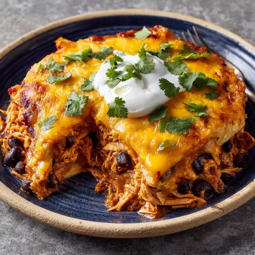 Cheesy Slow Cooker Chicken Enchilada Bake Recipe
