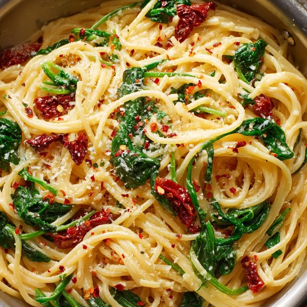 Spaghetti & Spinach with Sun-Dried Tomato Cream Sauce Recipe