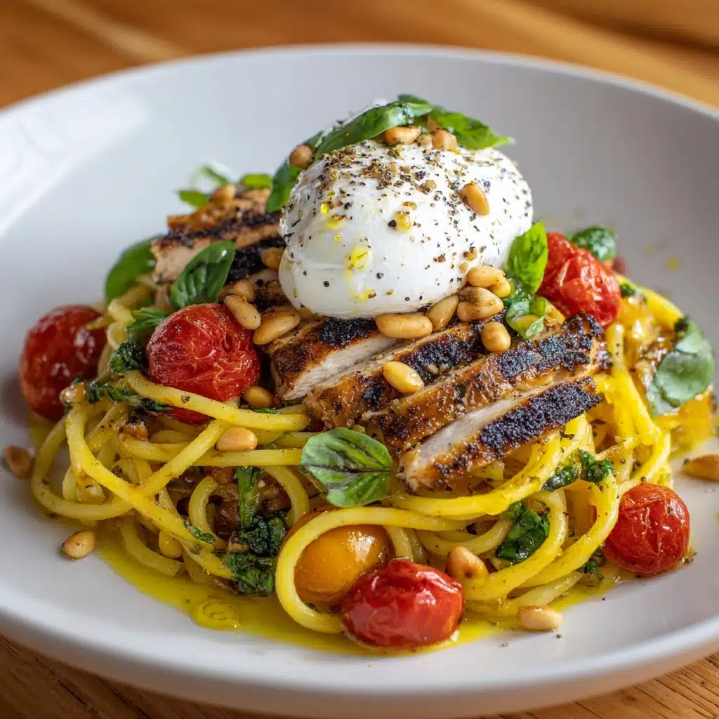 Chicken Spaghetti with Burrata and Lemon Butter Garlic Sauce Recipe
