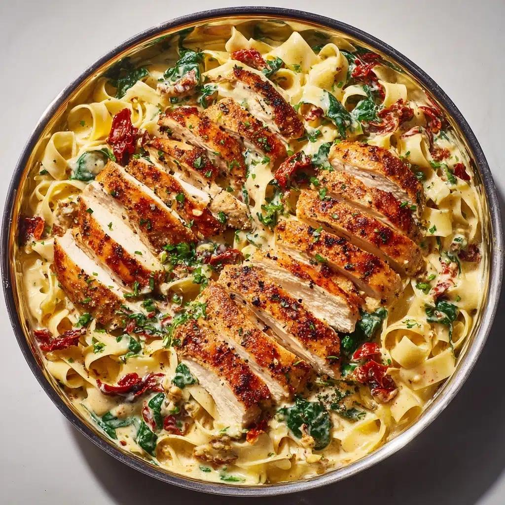 Creamy Chicken Pasta with Spinach and Sun-Dried Tomatoes Recipe - Recipe Image