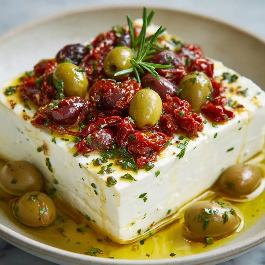 Baked Feta with Olives and Sun-Dried Tomatoes Recipe - Recipe Image