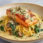 Creamy Salmon Florentine with Spinach and Mushrooms Recipe