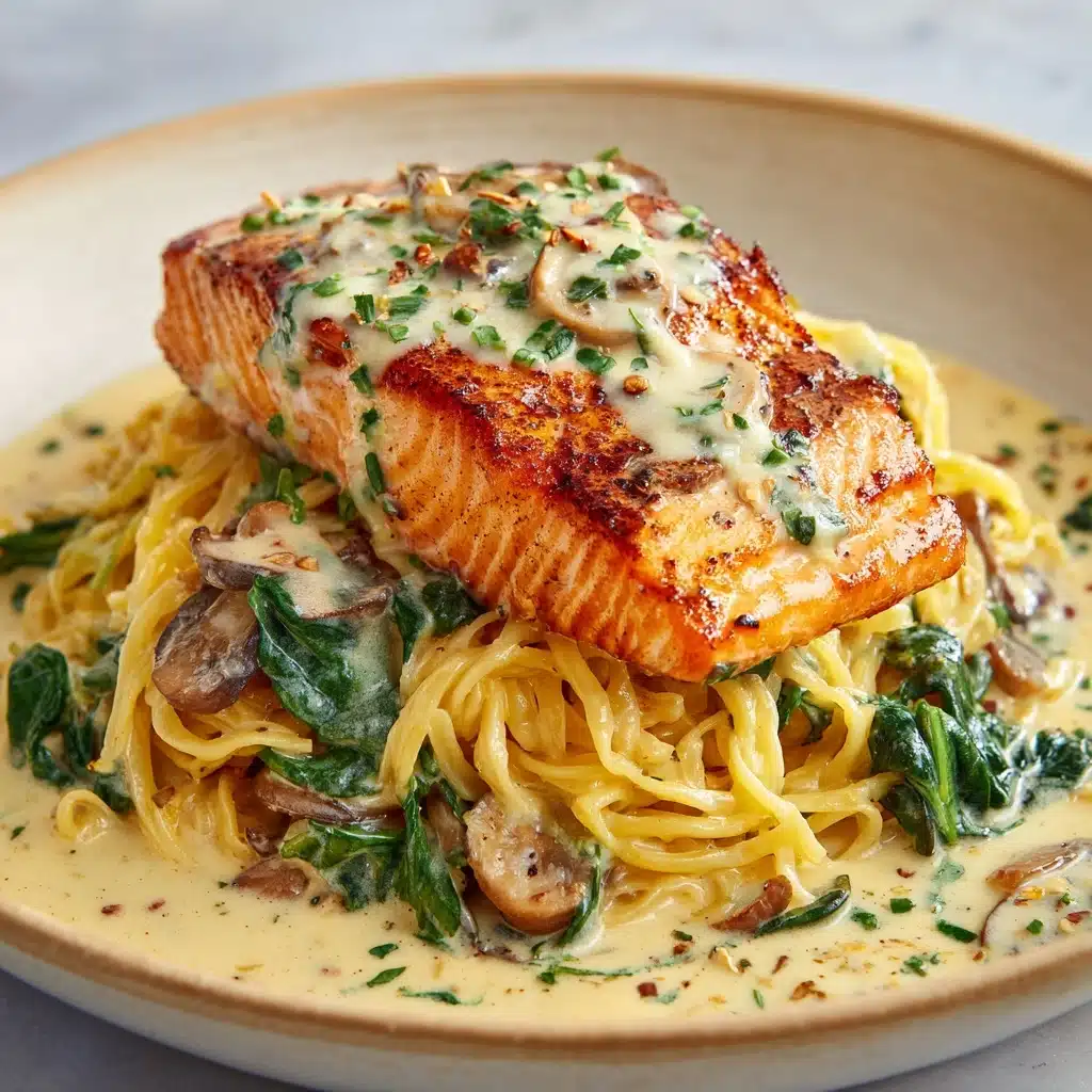 Creamy Salmon Florentine with Spinach and Mushrooms Recipe