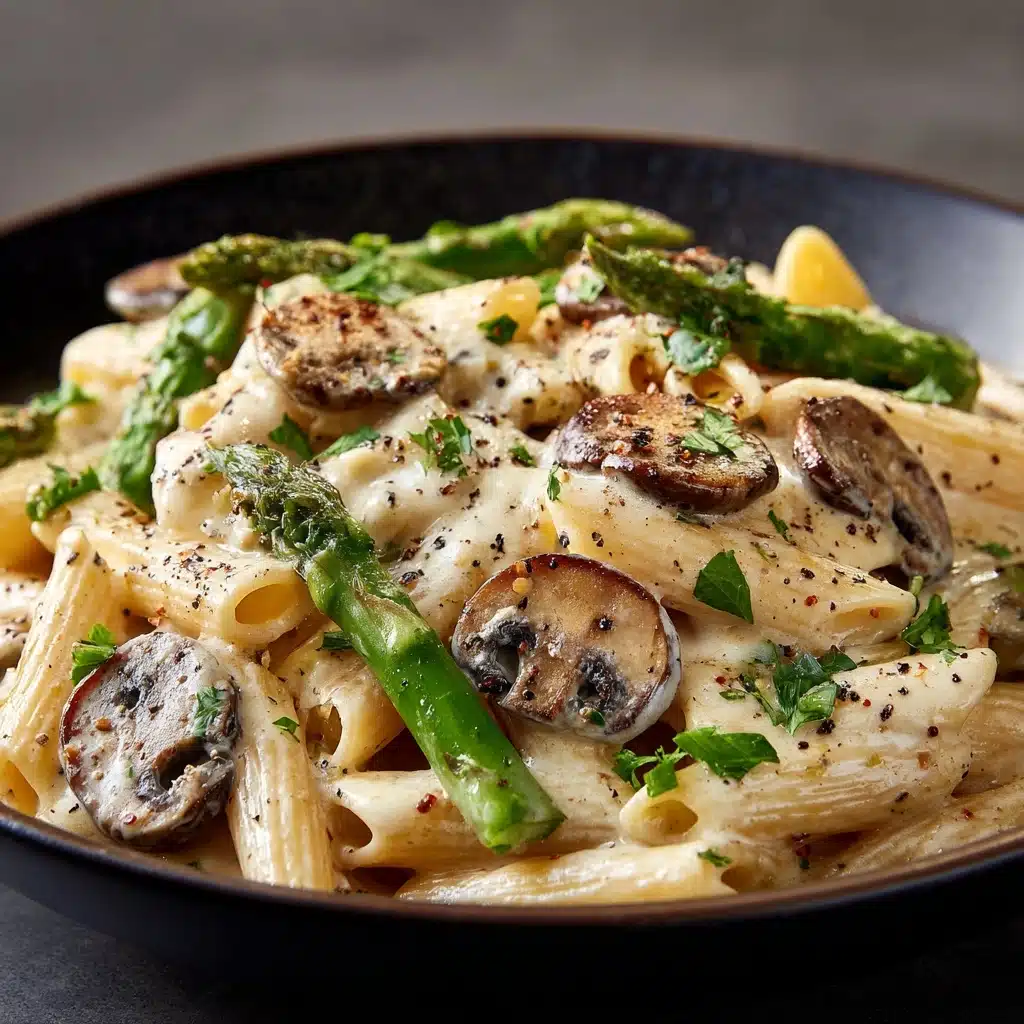 Creamy Mushroom and Asparagus Chicken Penne Recipe - Recipe Image