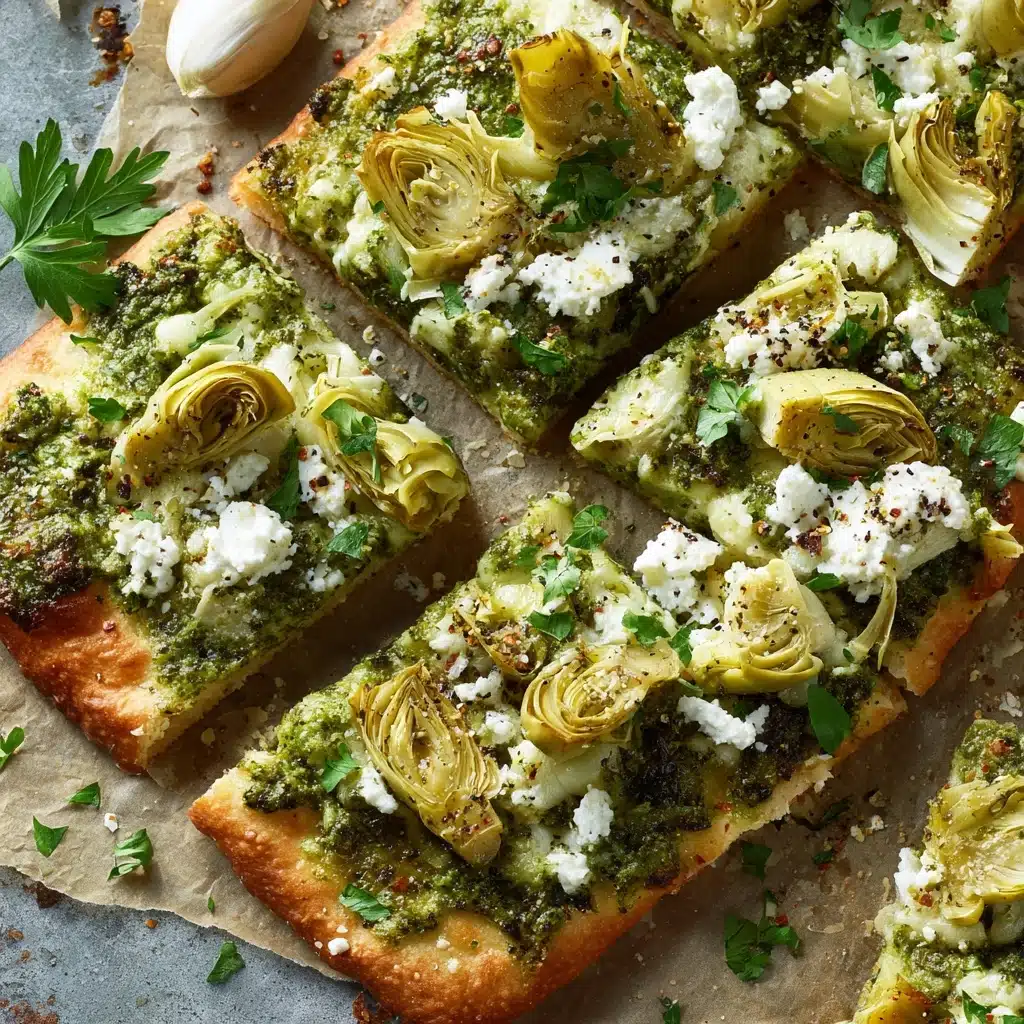 Green Pizza with Pesto, Feta & Artichokes Recipe