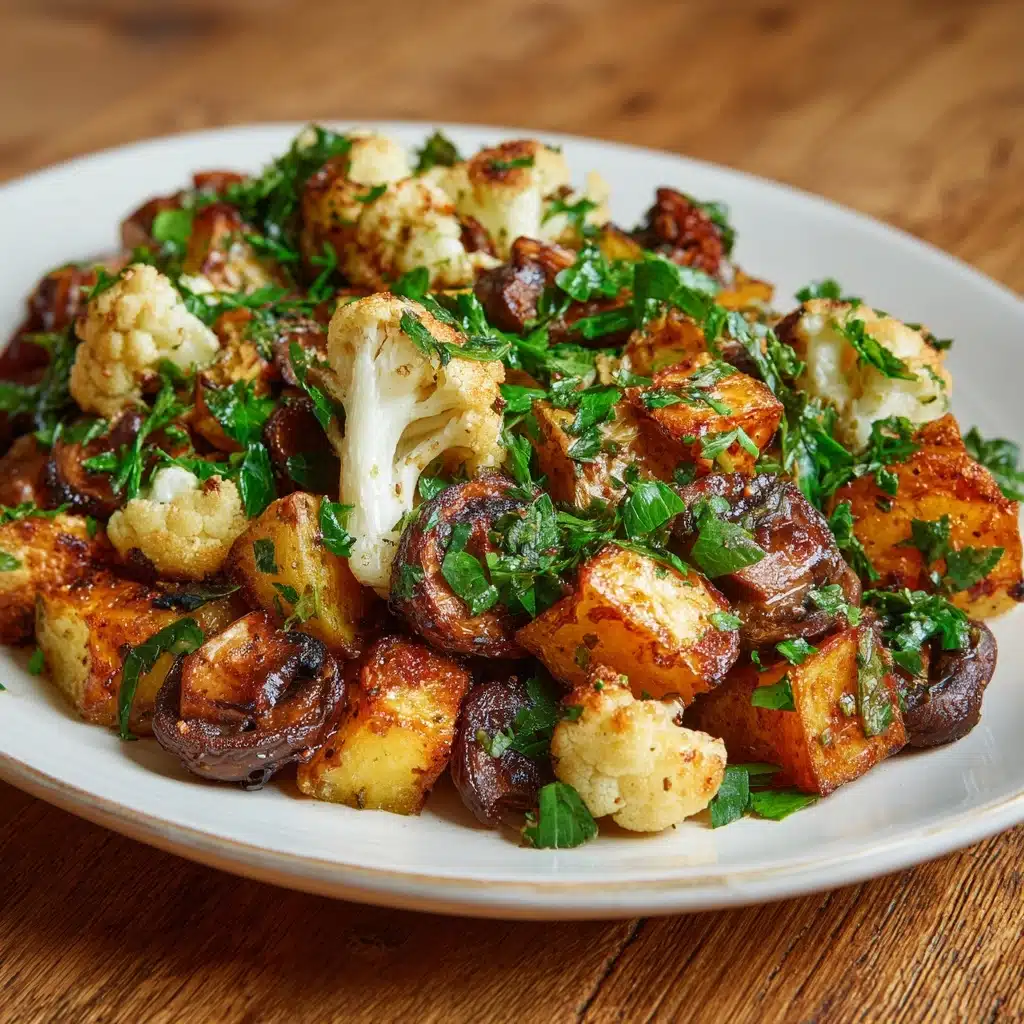 Garlic Mushrooms Cauliflower Skillet Recipe - Recipe Image