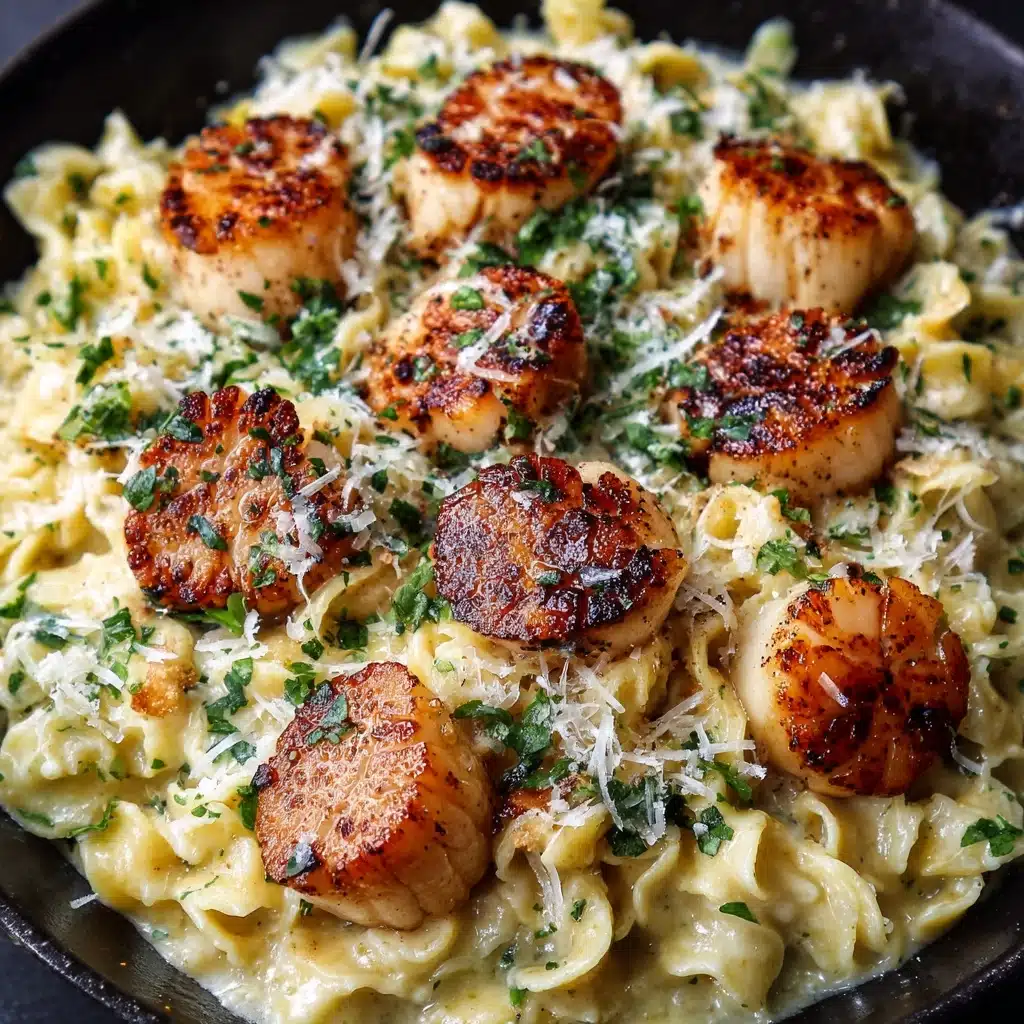 Creamy Tuscan Spaghetti with Jumbo Scallops Recipe - Recipe Image