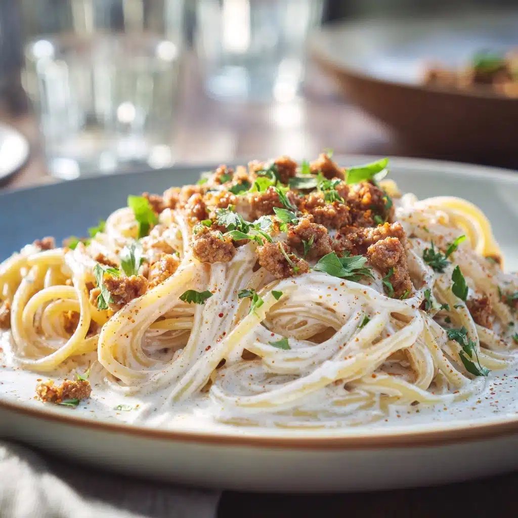 Creamy Ground Beef Alfredo Pasta Recipe - Recipe Image