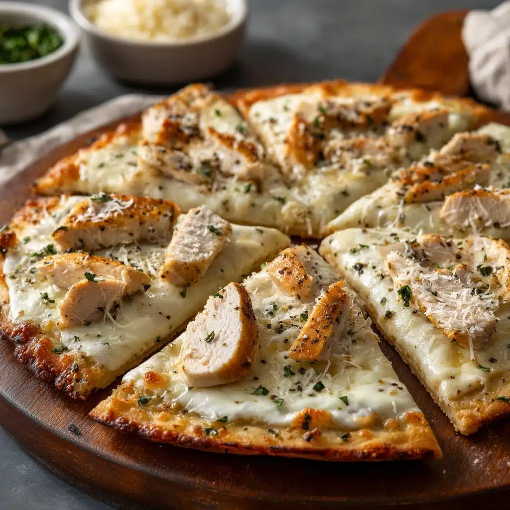 Roasted Garlic, Chicken & Herb White Pizza Recipe - Recipe Image