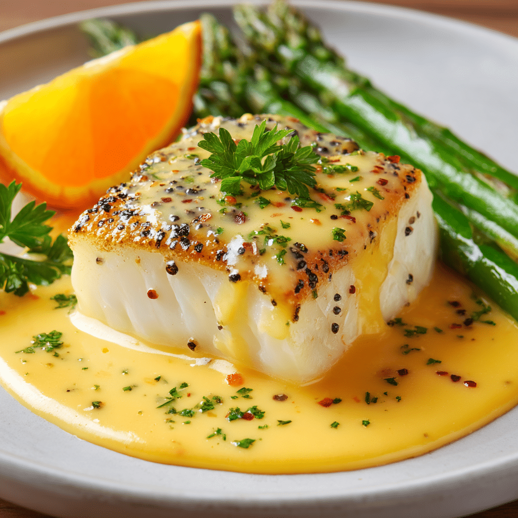 Baked Cod with Orange Beurre Blanc Recipe - Recipe Image