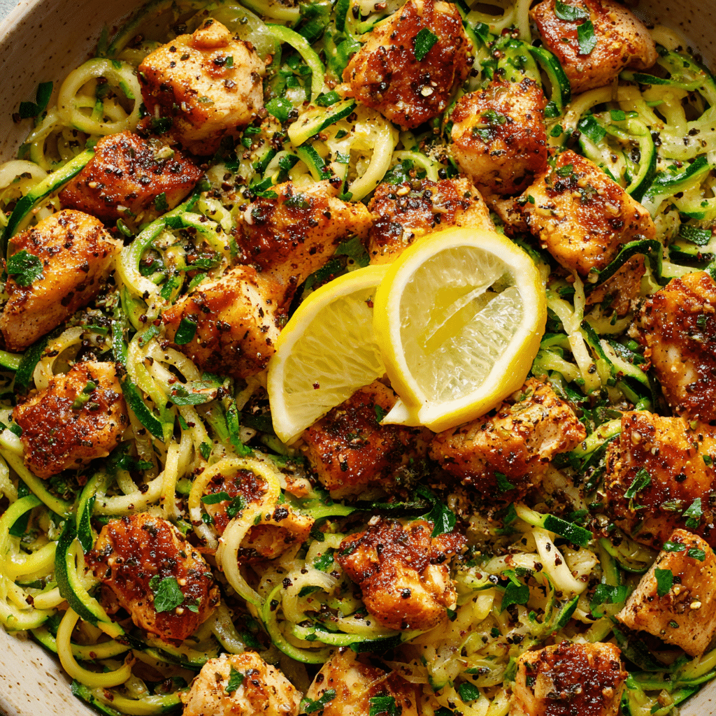 Lemon Garlic Chicken Zoodles Recipe - Recipe Image