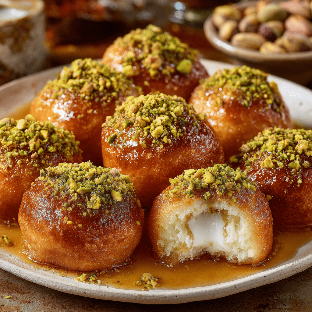 Stuffed Gulab Jamuns with Cream and Pistachio Filling Recipe - Recipe Image