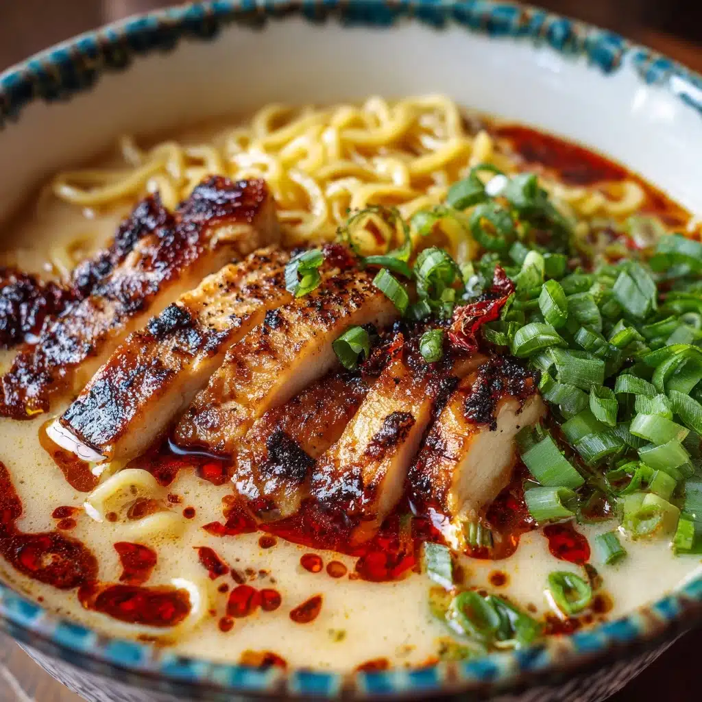 Fiery Chicken Ramen with Creamy Garlic Sauce Recipe - Recipe Image