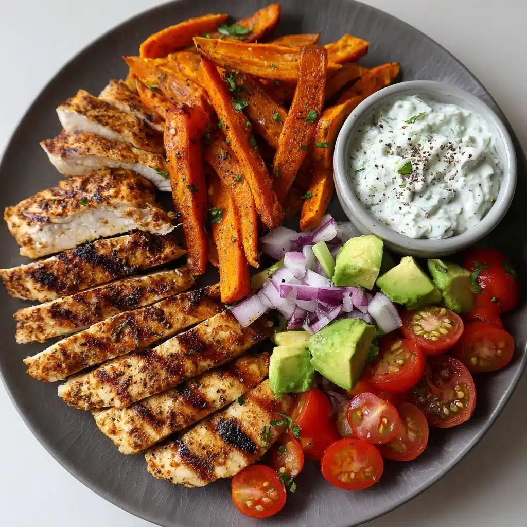 Chicken with Sweet Potato Fries & Avocado Salsa Recipe - Recipe Image