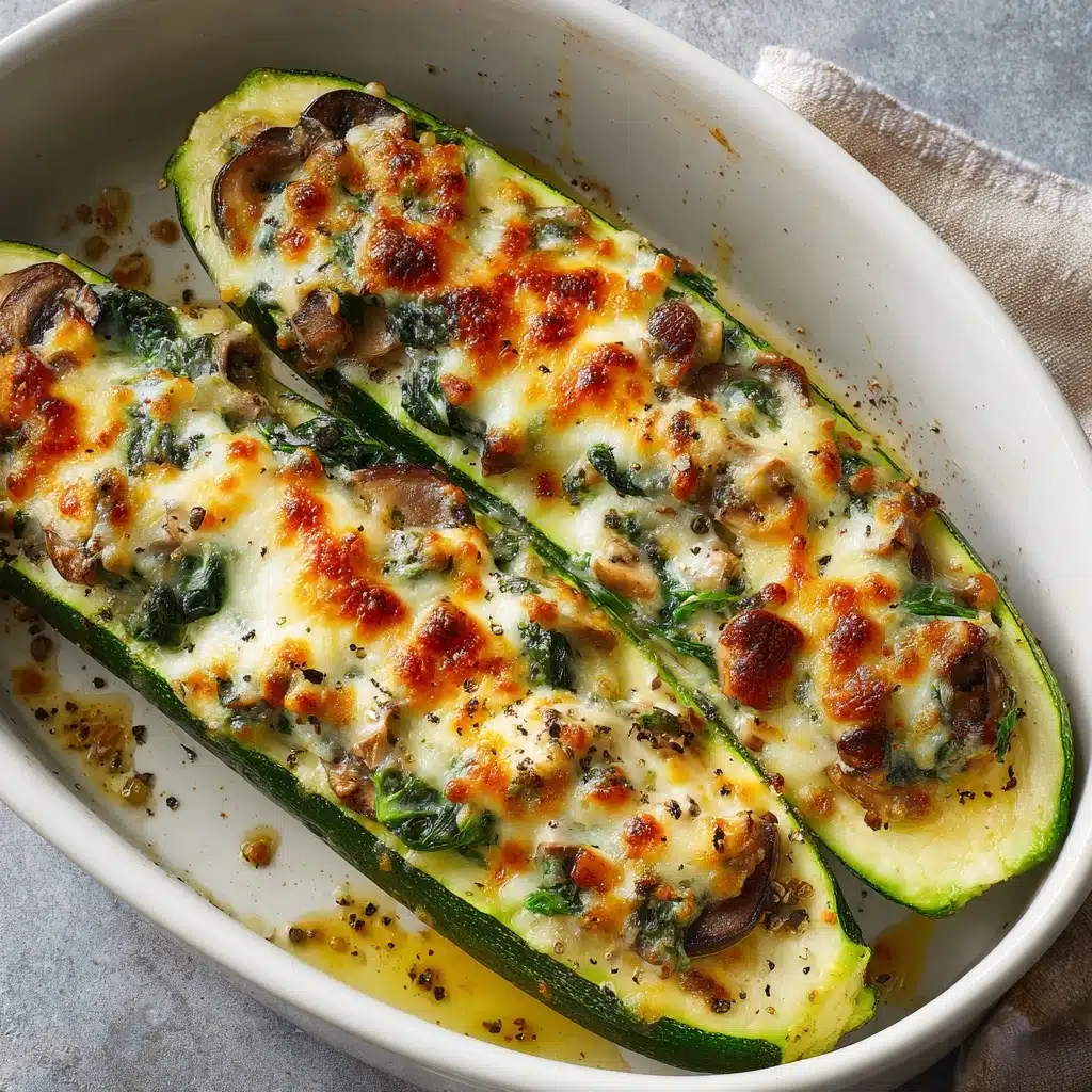 Spinach, Mushroom, and Ricotta Stuffed Zucchini Recipe - Recipe Image