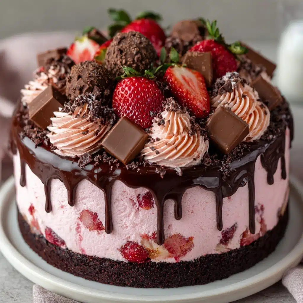 Chocolate Covered Strawberry Ice Cream Cake Recipe - Recipe Image