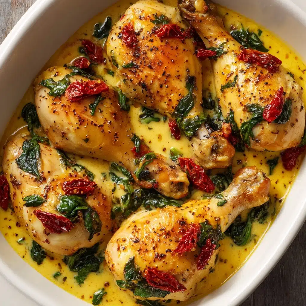 Smothered Baked Chicken with Creamed Spinach and Sun-Dried Tomatoes Recipe