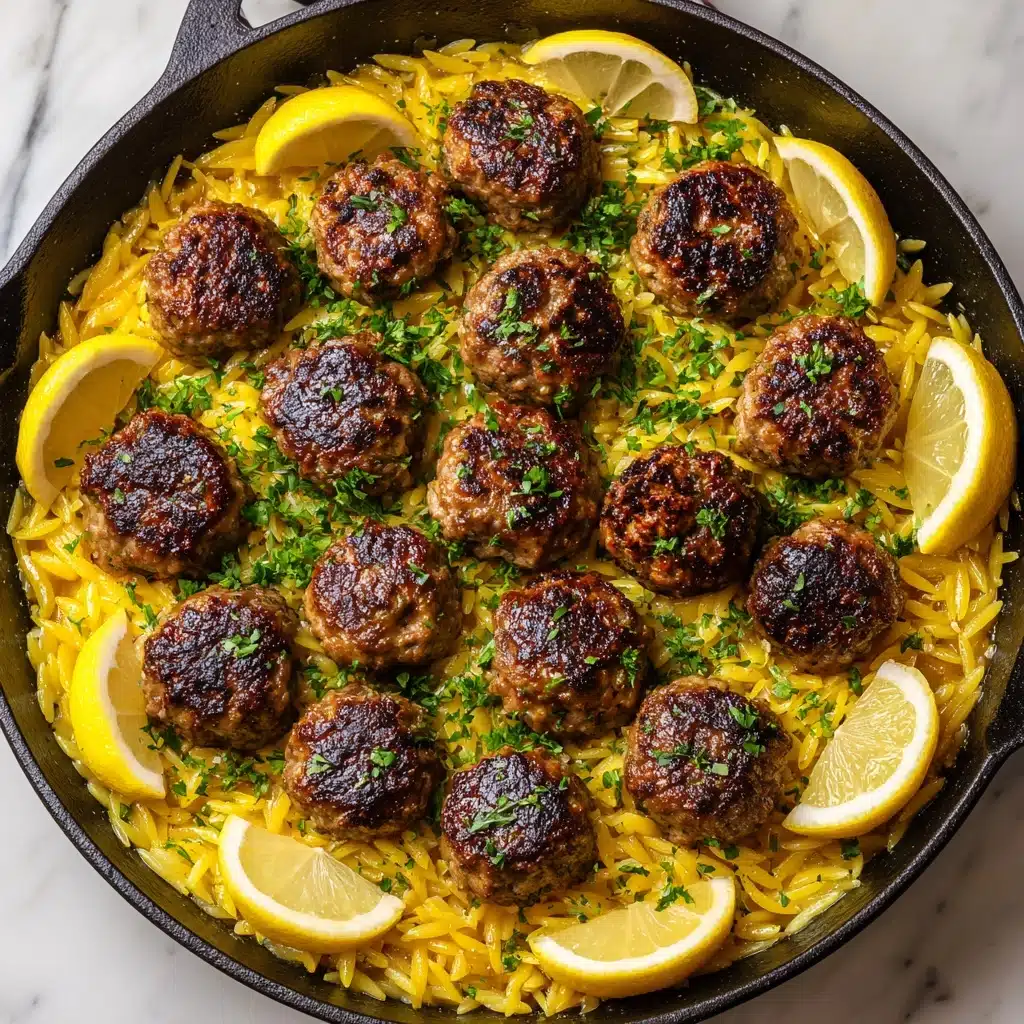 Easy Greek Chicken Meatballs with Lemon Orzo Recipe - Recipe Image