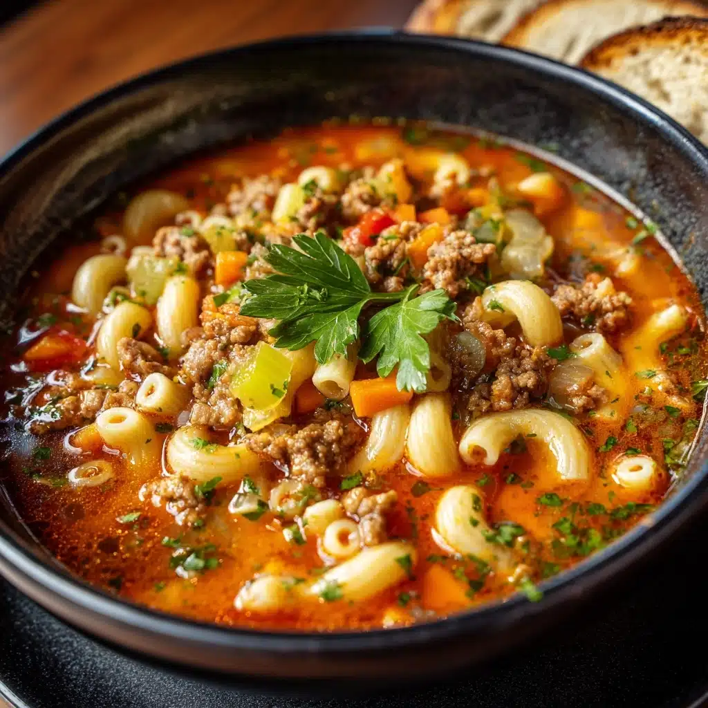Beef & Tomato Macaroni Soup Recipe - Recipe Image