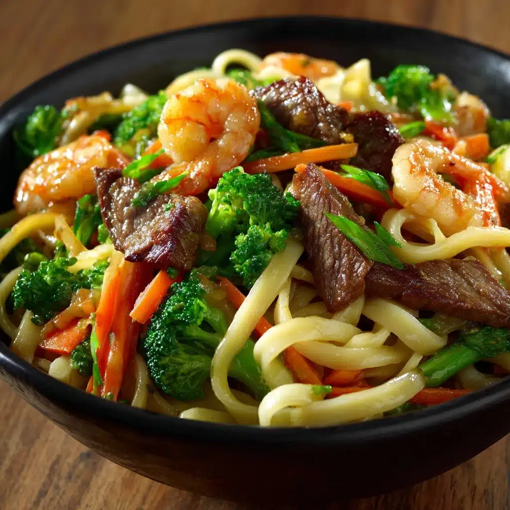 Steak & Shrimp Stir-Fried Noodles Recipe