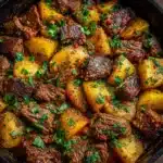 Slow Cooker Garlic Butter Beef Bites & Potatoes Recipe
