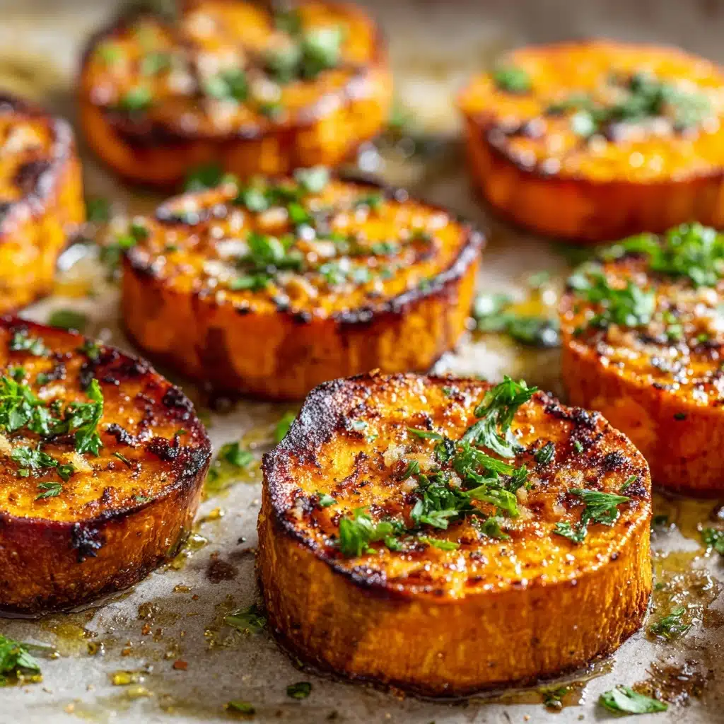 Garlic Butter Roasted Sweet Potatoes Recipe