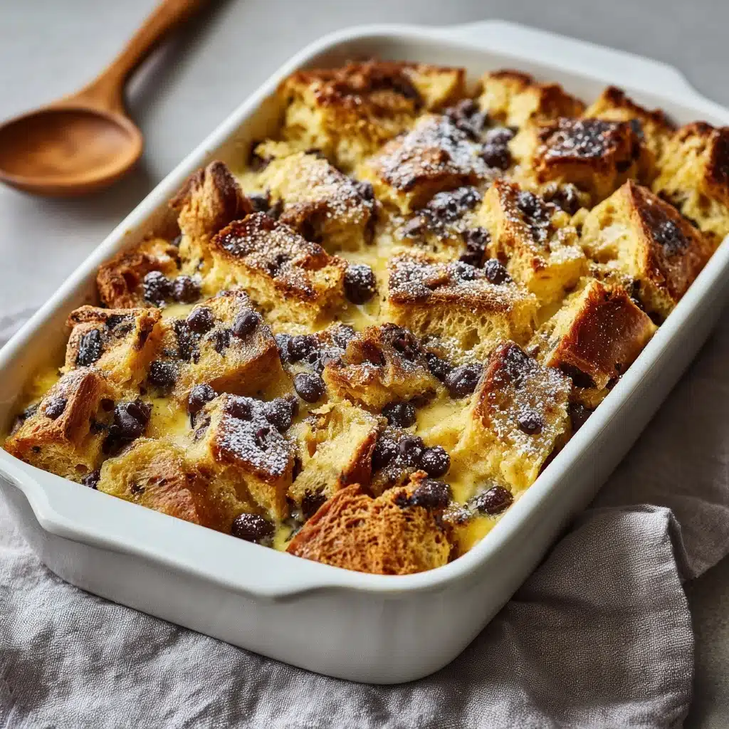 Chocolate Chip Bread Pudding with Cream Sauce Recipe - Recipe Image