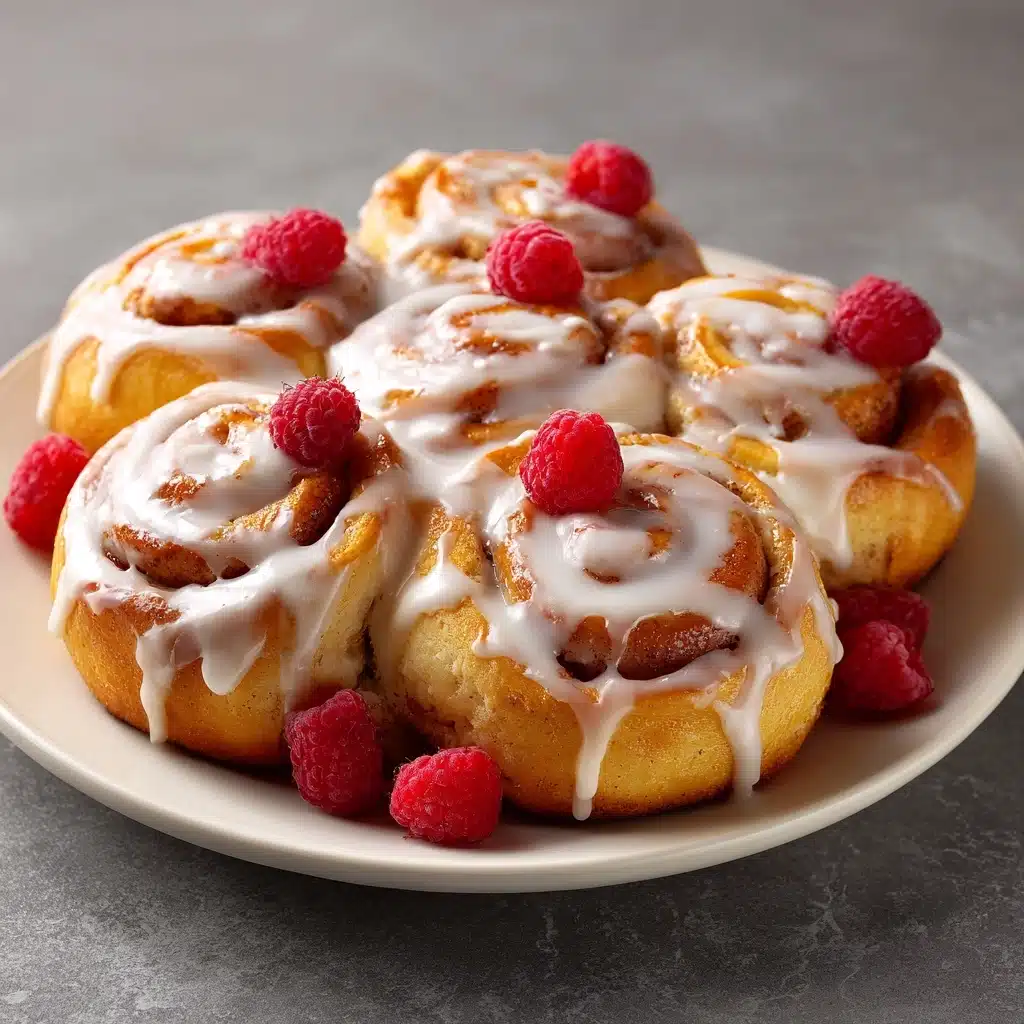 Raspberry Cinnamon Rolls with Lemon Glaze Recipe - Recipe Image