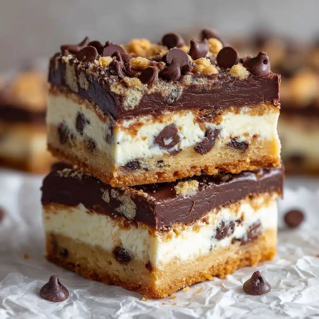 Peanut Butter Chocolate Chip Cookie Cheesecake Bars Recipe - Recipe Image