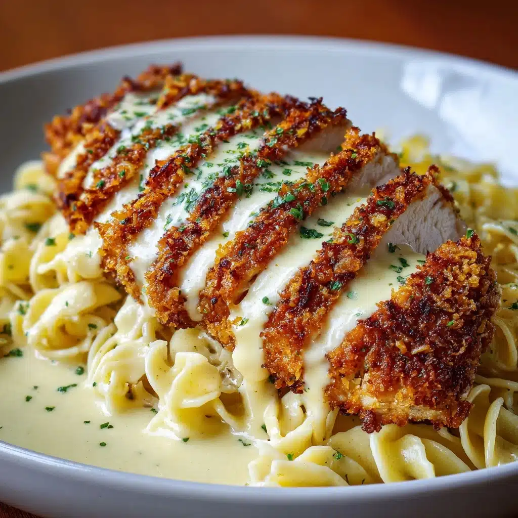 Parmesan Crusted Chicken with Creamy Garlic Sauce Recipe - Recipe Image