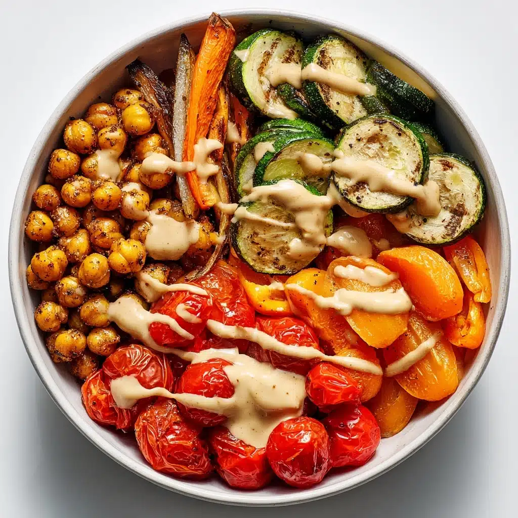 Roasted Vegetable & Chickpea Bowl with Tahini Dressing Recipe