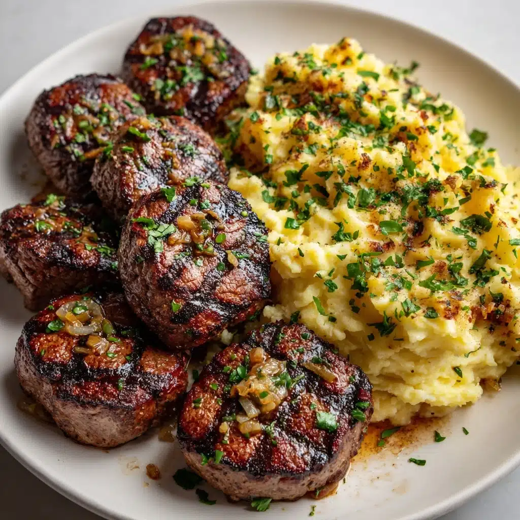 Garlic Butter Steak Bites and Cheesy Smashed Potatoes Recipe
