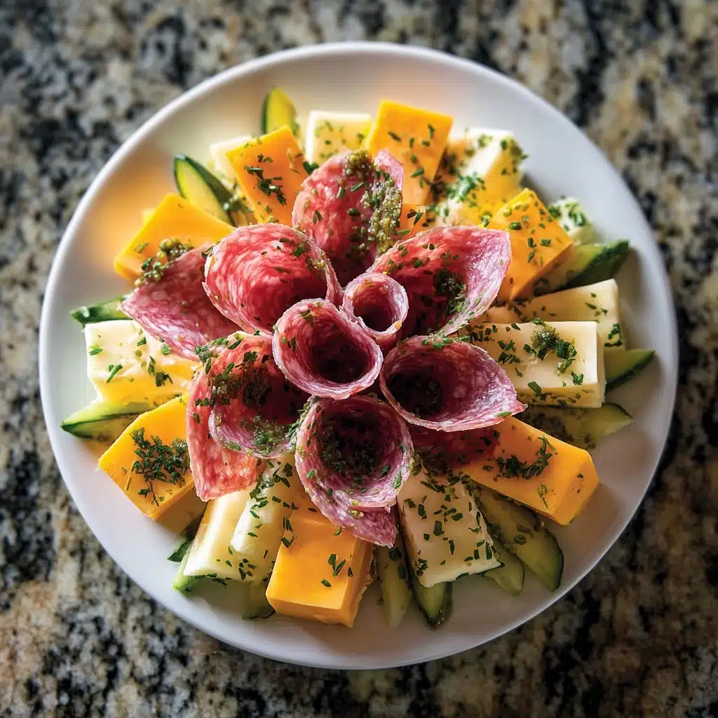 Easy Marinated Cheese Appetizer with Salami & Pickles Recipe