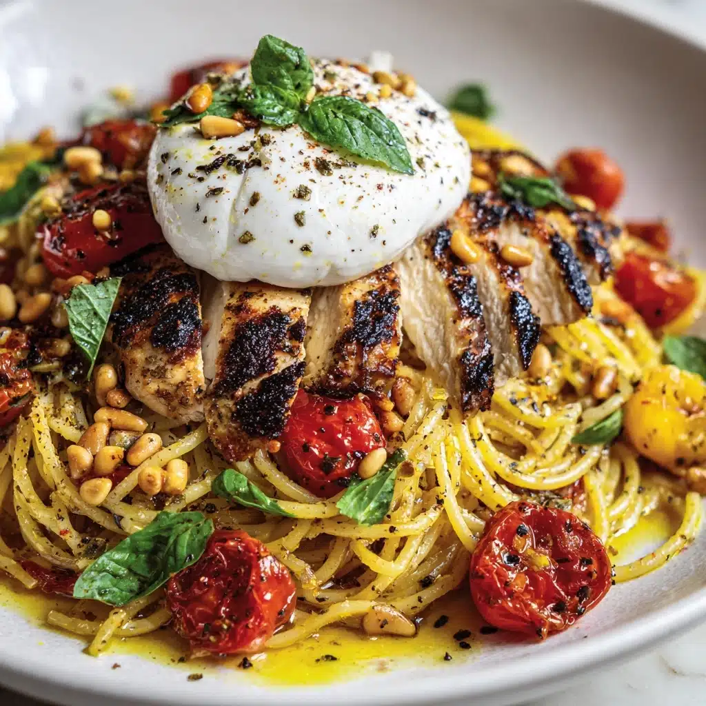 Chicken Spaghetti with Burrata and Lemon Butter Garlic Sauce Recipe - Recipe Image