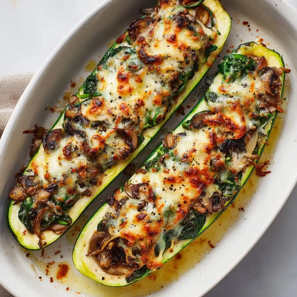 Spinach, Mushroom, and Ricotta Stuffed Zucchini Recipe