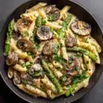 Creamy Mushroom and Asparagus Chicken Penne Recipe