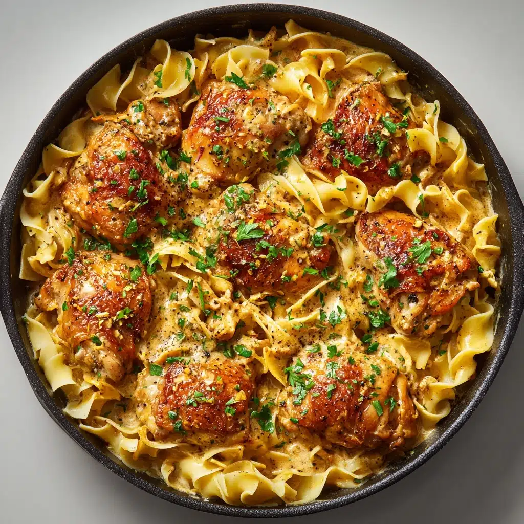 One-Pan Creamy Garlic Butter Chicken with Egg Noodles Recipe