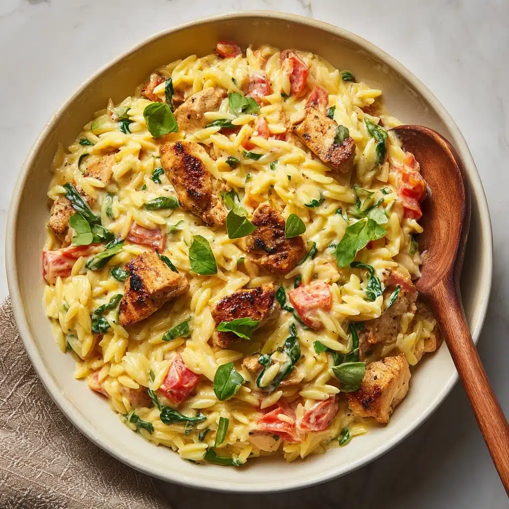 Slow Cooker Creamy Tuscan Chicken Orzo Recipe - Recipe Image