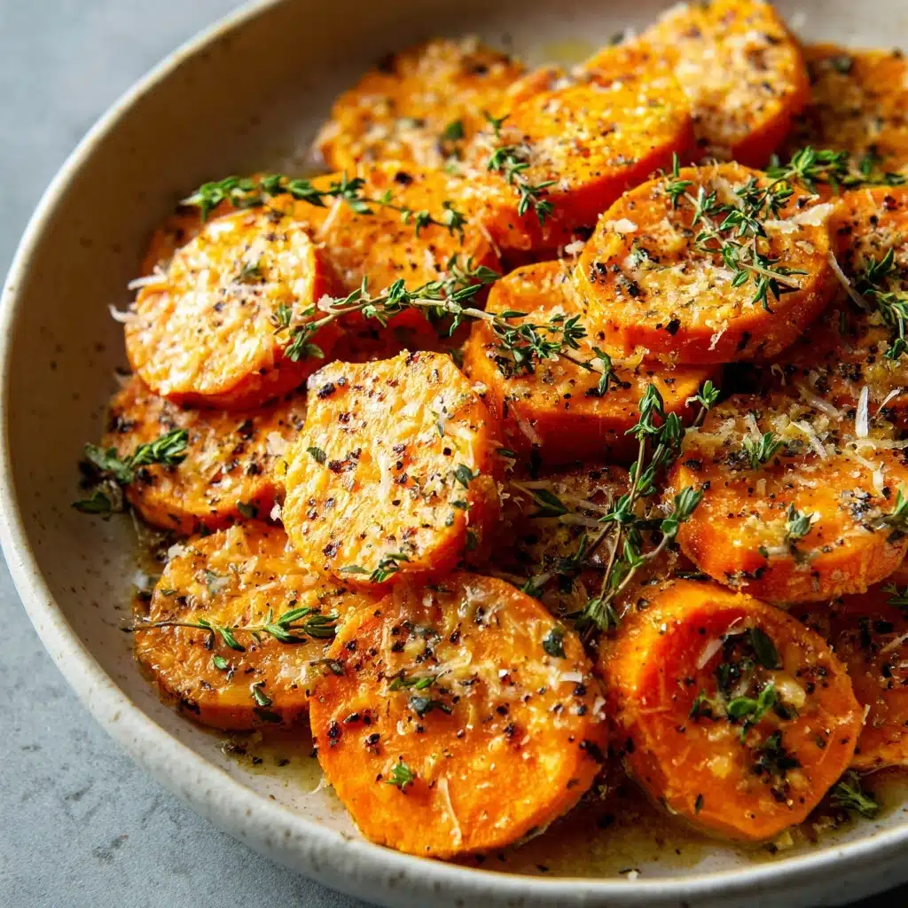 Roasted Sweet Potatoes with Garlic and Parmesan Recipe - Recipe Image
