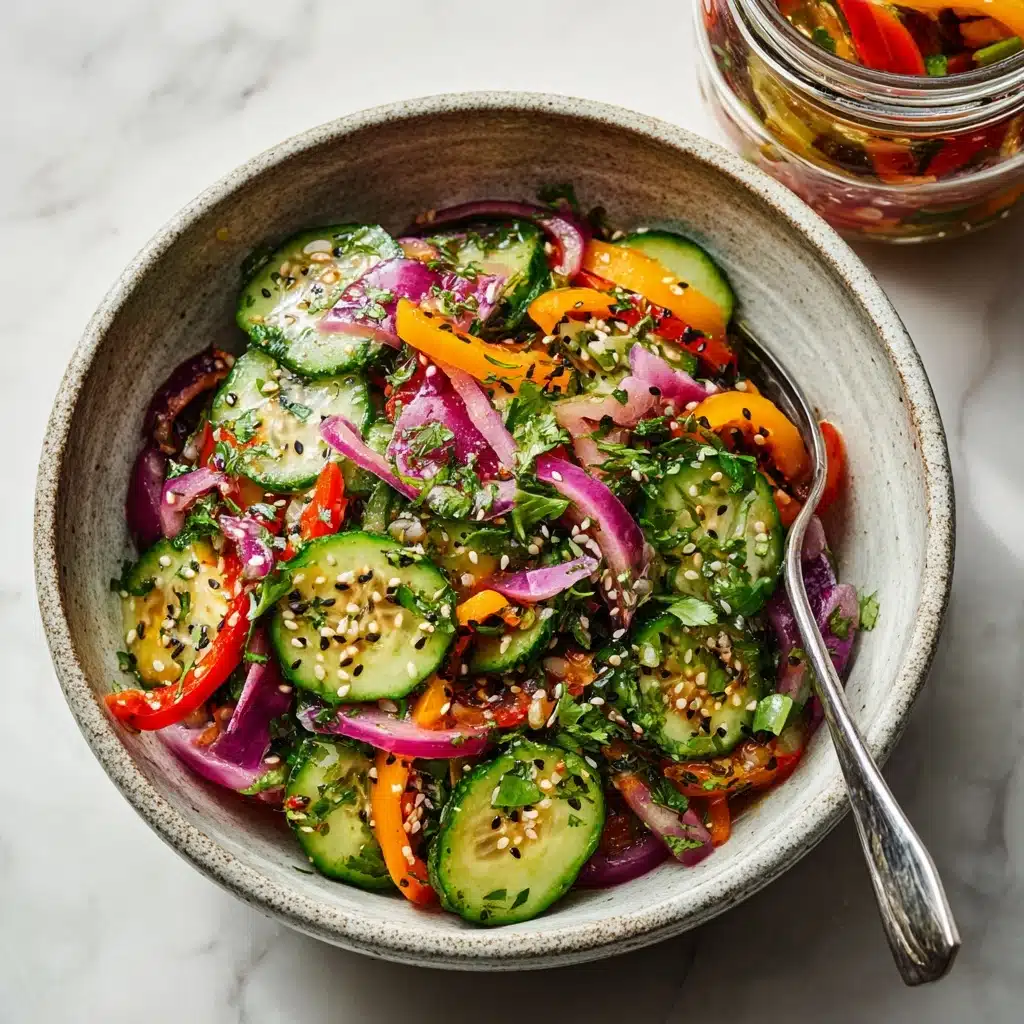 Pickled Cucumber, Onion, and Bell Pepper Salad Recipe - Recipe Image