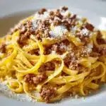 Cheesy Garlic Butter Linguine Pasta with Savory Ground Beef Recipe