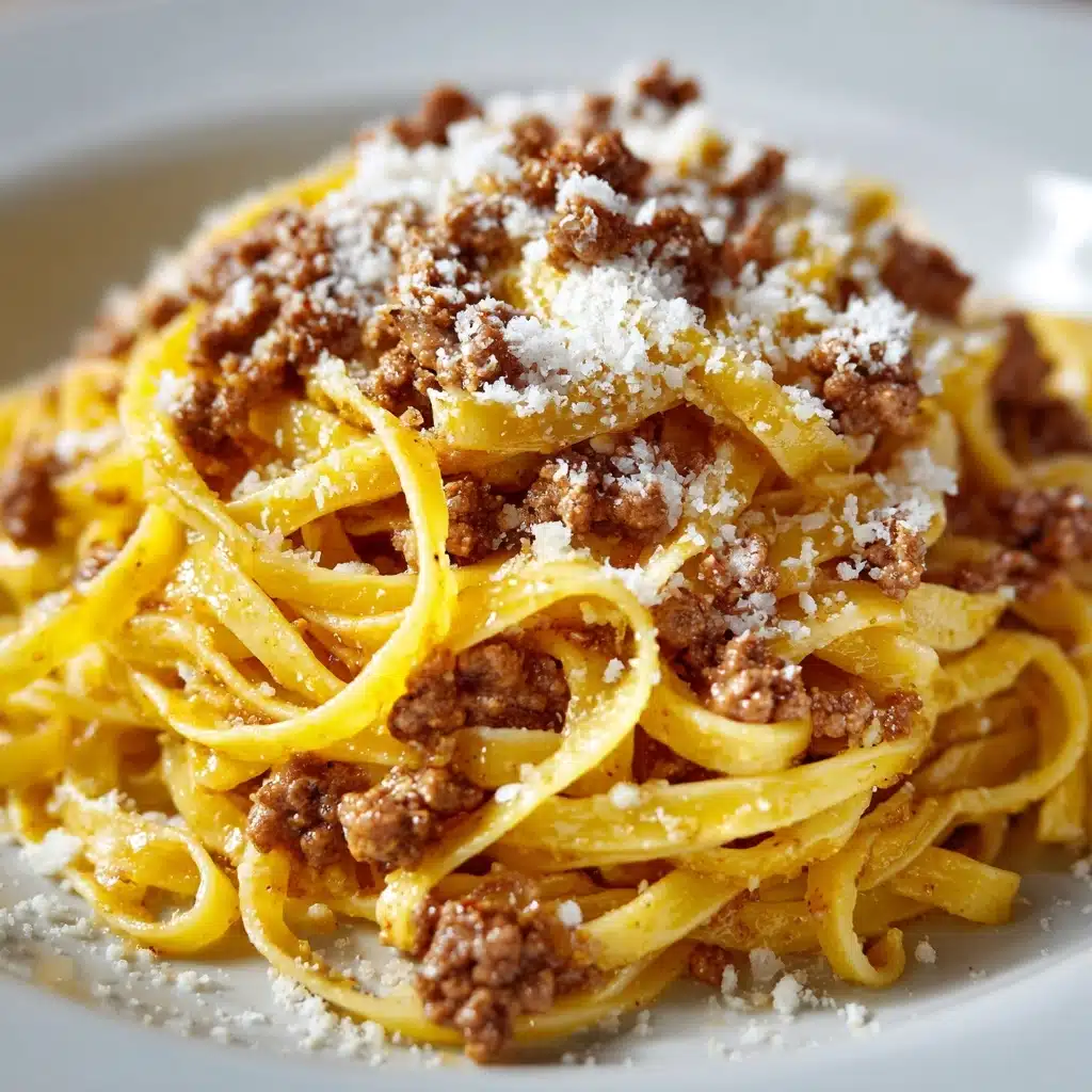 Cheesy Garlic Butter Linguine Pasta with Savory Ground Beef Recipe