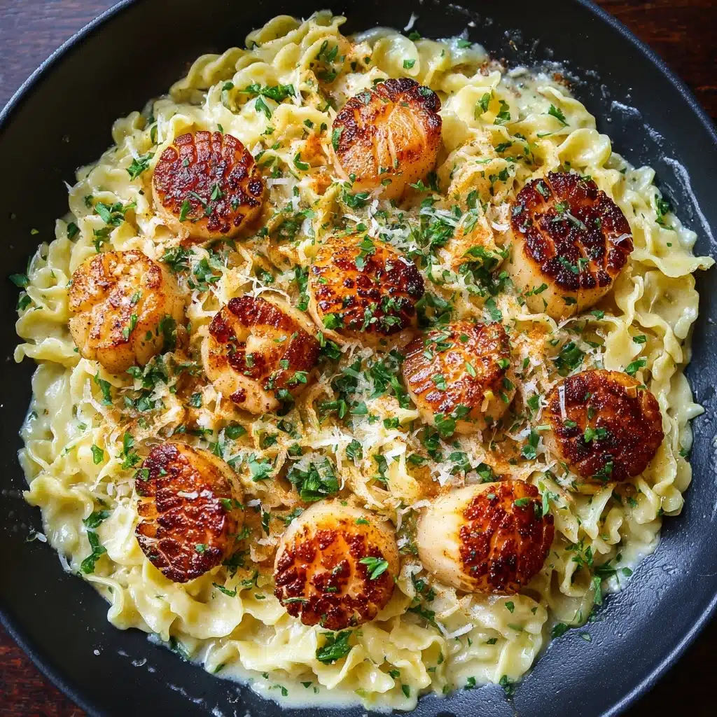 Creamy Tuscan Spaghetti with Jumbo Scallops Recipe - Recipe Image