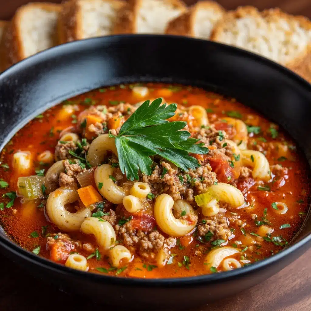 Beef & Tomato Macaroni Soup Recipe
