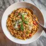 Ground Beef Orzo with Tomato Cream Sauce Recipe
