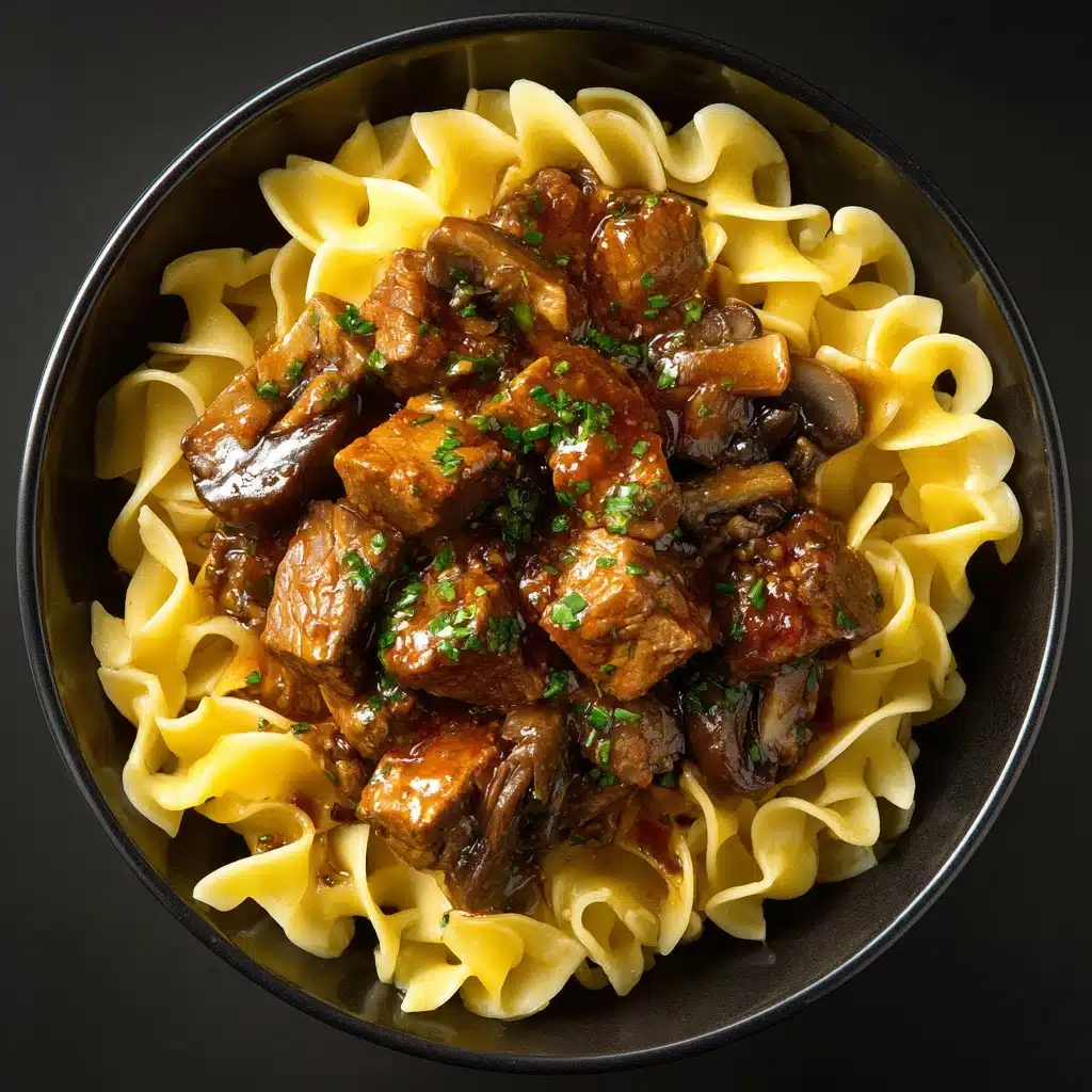 Tender Crockpot Beef Tips with Noodles Recipe