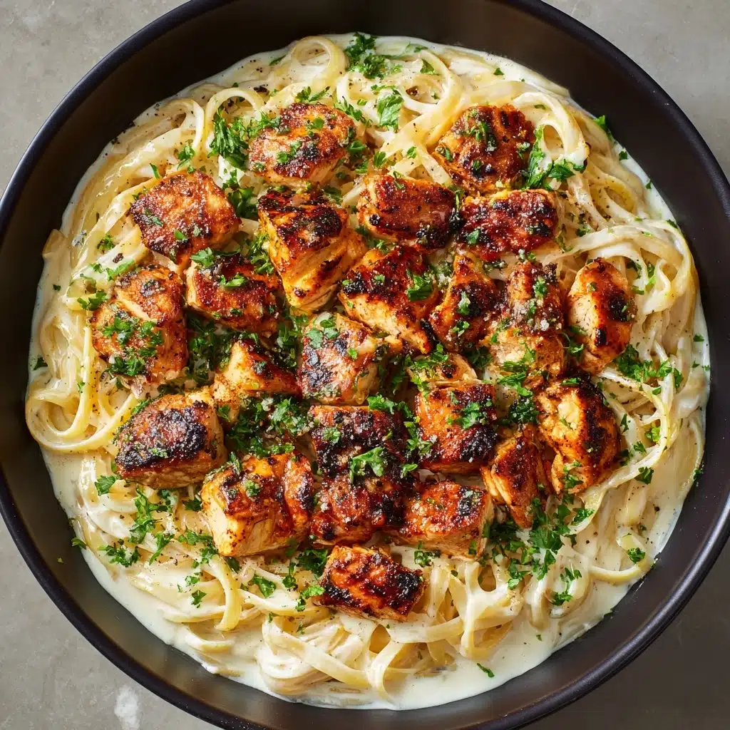 Garlic Butter Chicken Bites with Savory Creamy Parmesan Pasta Recipe